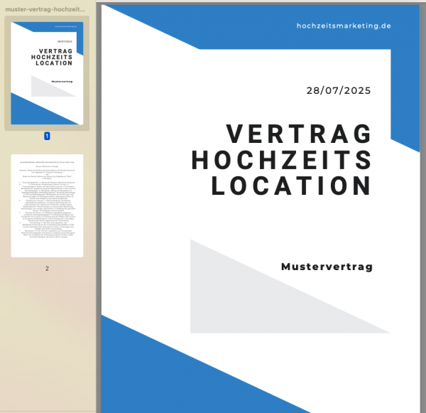 Muster Vertrag Hochzeitslocation